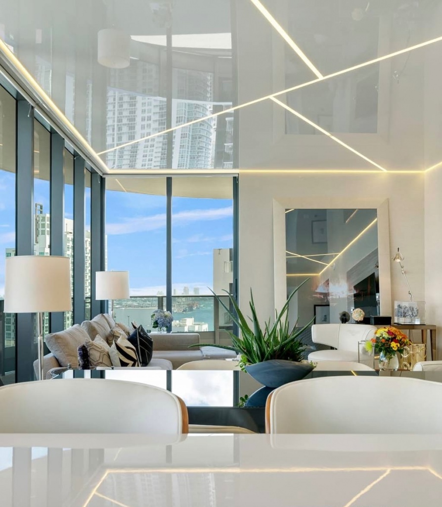 Home lighting in Dubai with integrated LED stretch ceiling system for modern residential and luxury villa interiors Home lighting in Dubai with integrated LED stretch ceiling system for modern residential and luxury villa interiors
