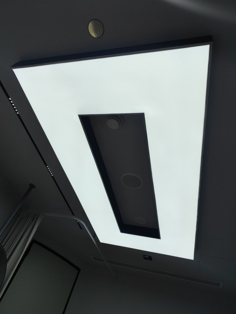 LED custom ceiling lighting design in Dubai – unique geometric lighting with integrated stretch ceiling system LED custom ceiling lighting design in Dubai – unique geometric lighting with integrated stretch ceiling system