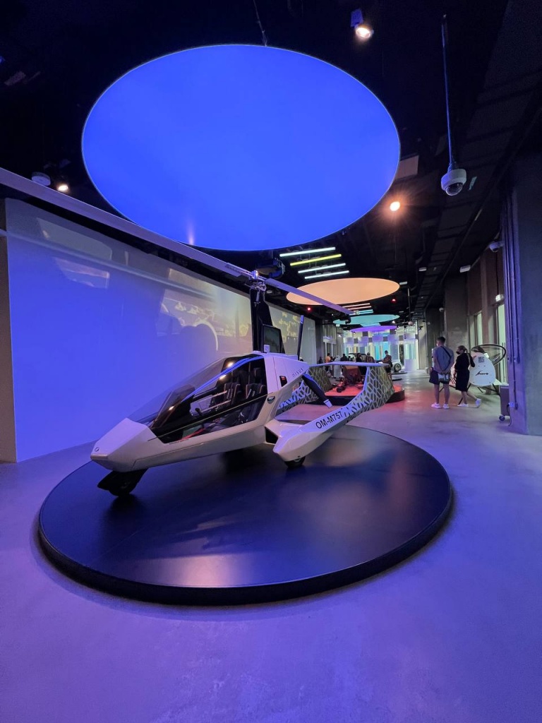 RGBW stretch ceiling light box with color changing LED lighting installed in Expo City Dubai hallway. Modern stretch ceiling Dubai solution for dynamic architectural lighting.