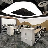 Stretch ceiling with backlit different shapes