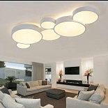 Stretch ceiling with backlit circle shape