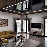 Black glossy stretch ceiling design