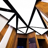 Stretch ceiling translucent with back light triangle shapes