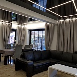 Black glossy stretch ceiling design