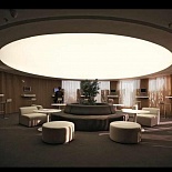 Stretch ceiling with backlit circle shape