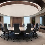 Stretch ceiling with backlit different shapes