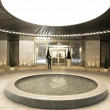 Stretch ceiling with backlit different shapes